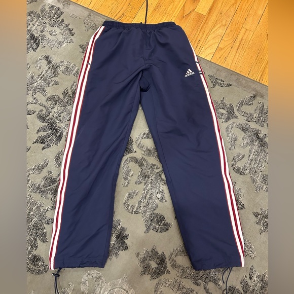 Vintage Y2K Adidas Navy with red and white stripe Windbreaker pants medium - Picture 1 of 7